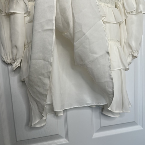 CINQ A SEPT Sanya Ruffled Silk & Lace ivory Dress 2 NWOT - Picture 10 of 12